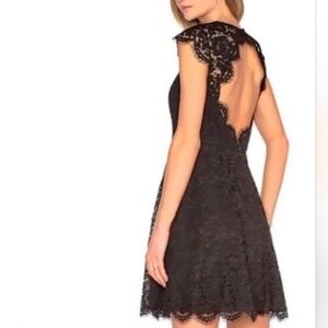 Kate Spade Rose Lace Glam Black Backless Mini Dress
